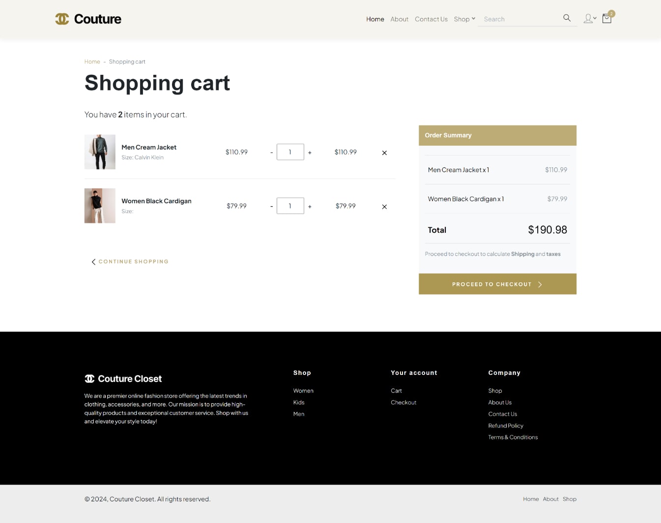 E-Commerce Cart Page