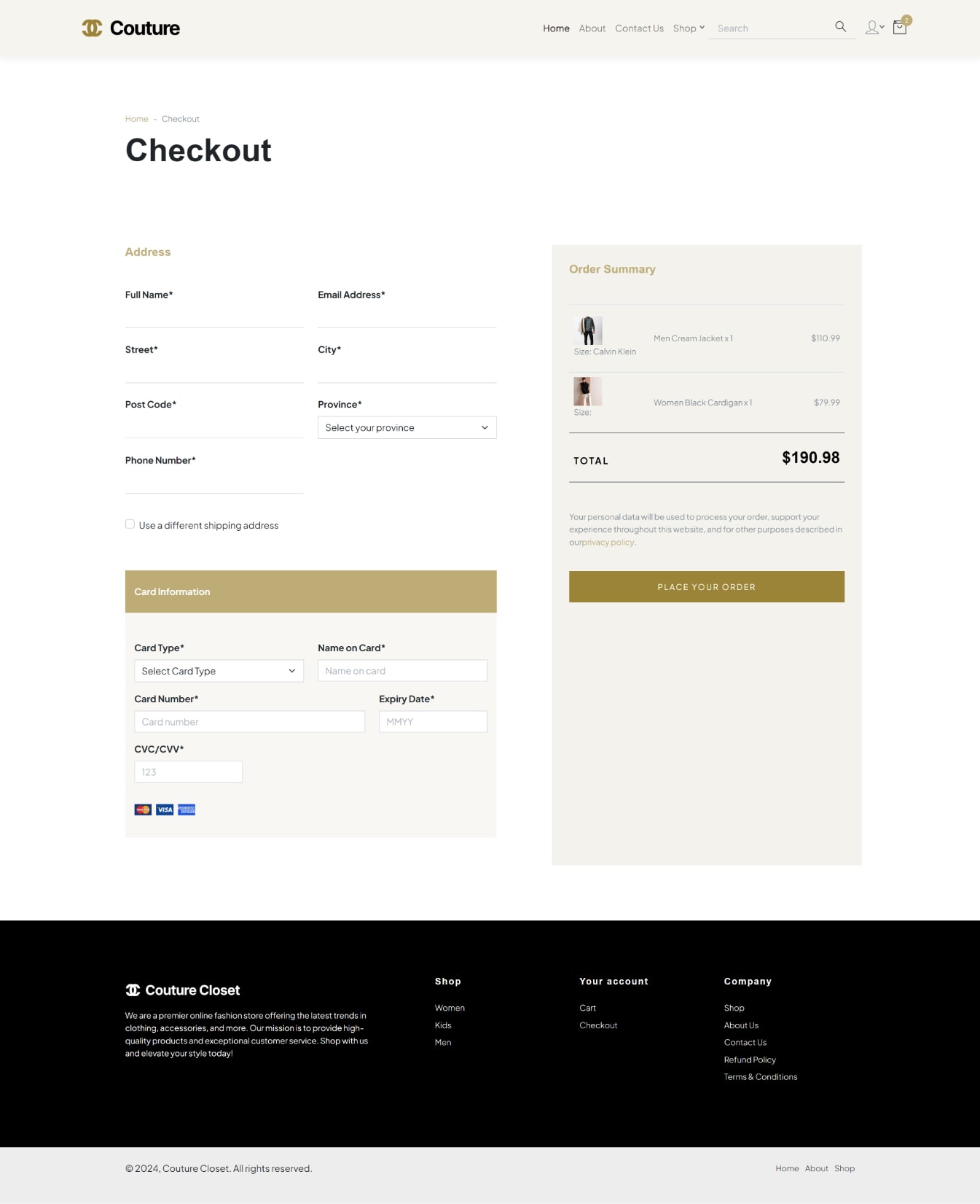 E-Commerce Checkout Page