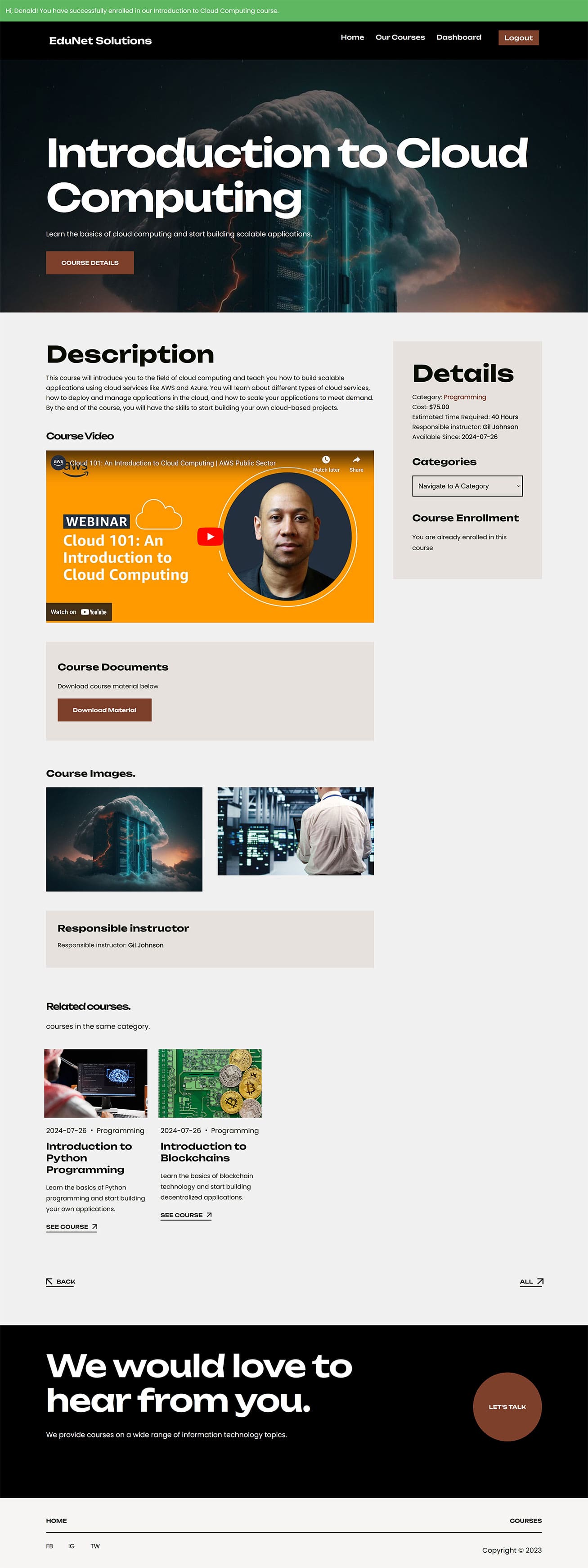 Course Detail Page