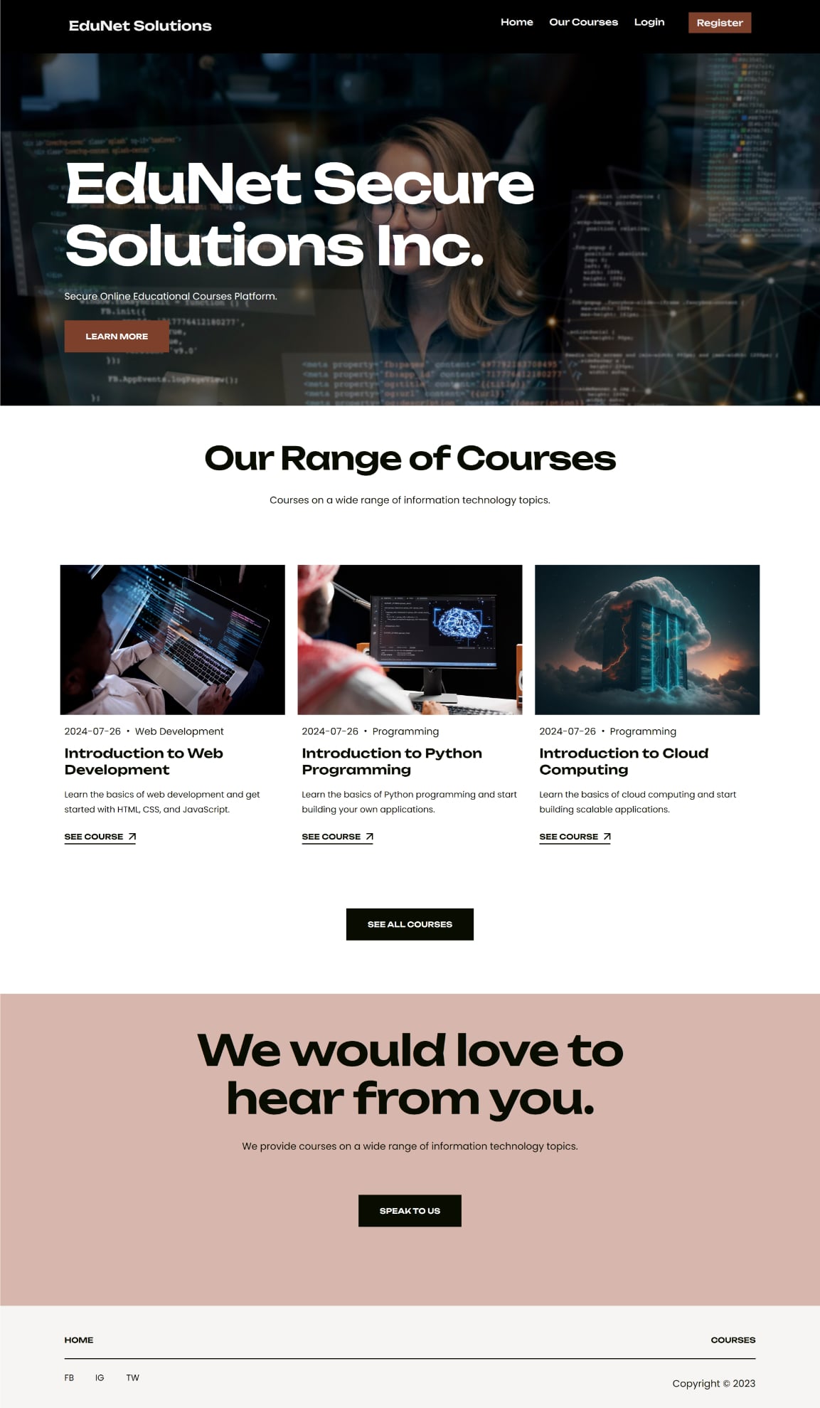 Edunet Solutions Landing Page