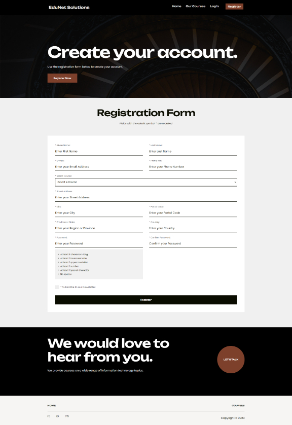 Edunet Register Page