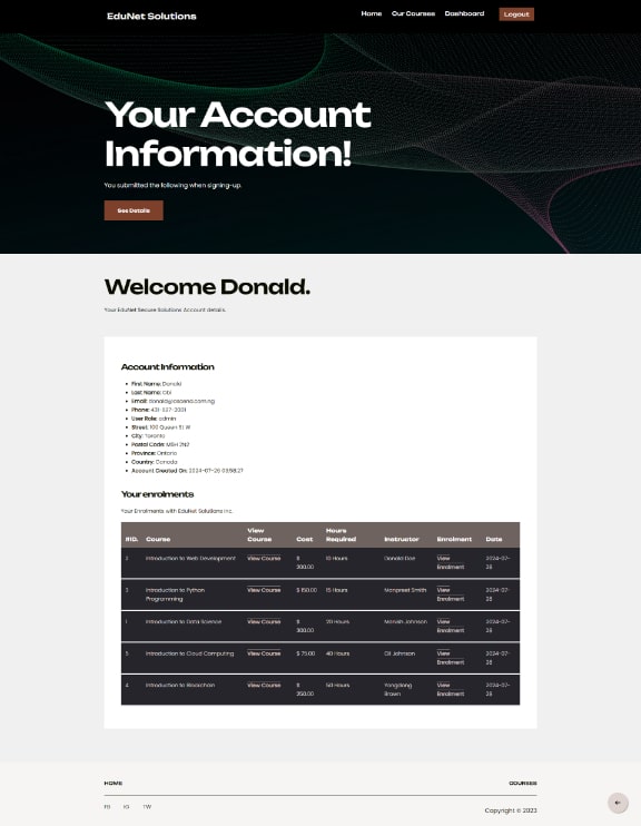 Edunet User Dashboard